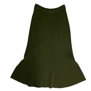 Joseph 100% Soft Wool Skirt Midi Fit N Flare Green Dark Minimal Designer Size M
